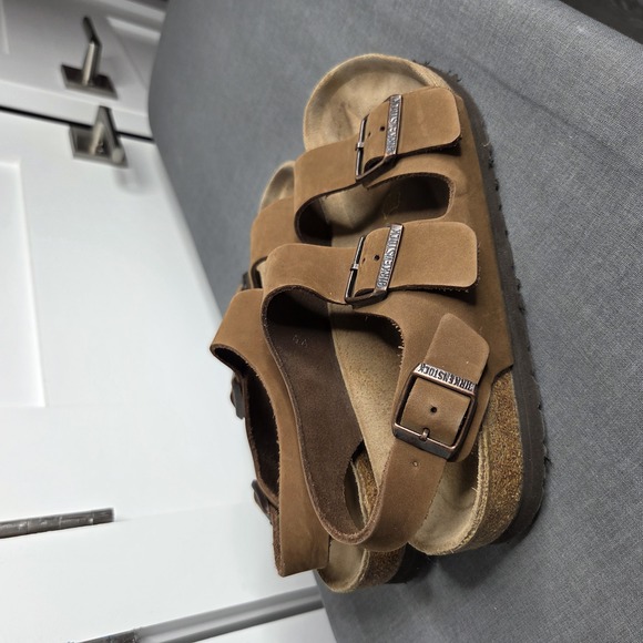 Birkenstock Women's Milano Brown Nubuck 3-Strap Sandals Size 8 US / 39 EU - Picture 2 of 12